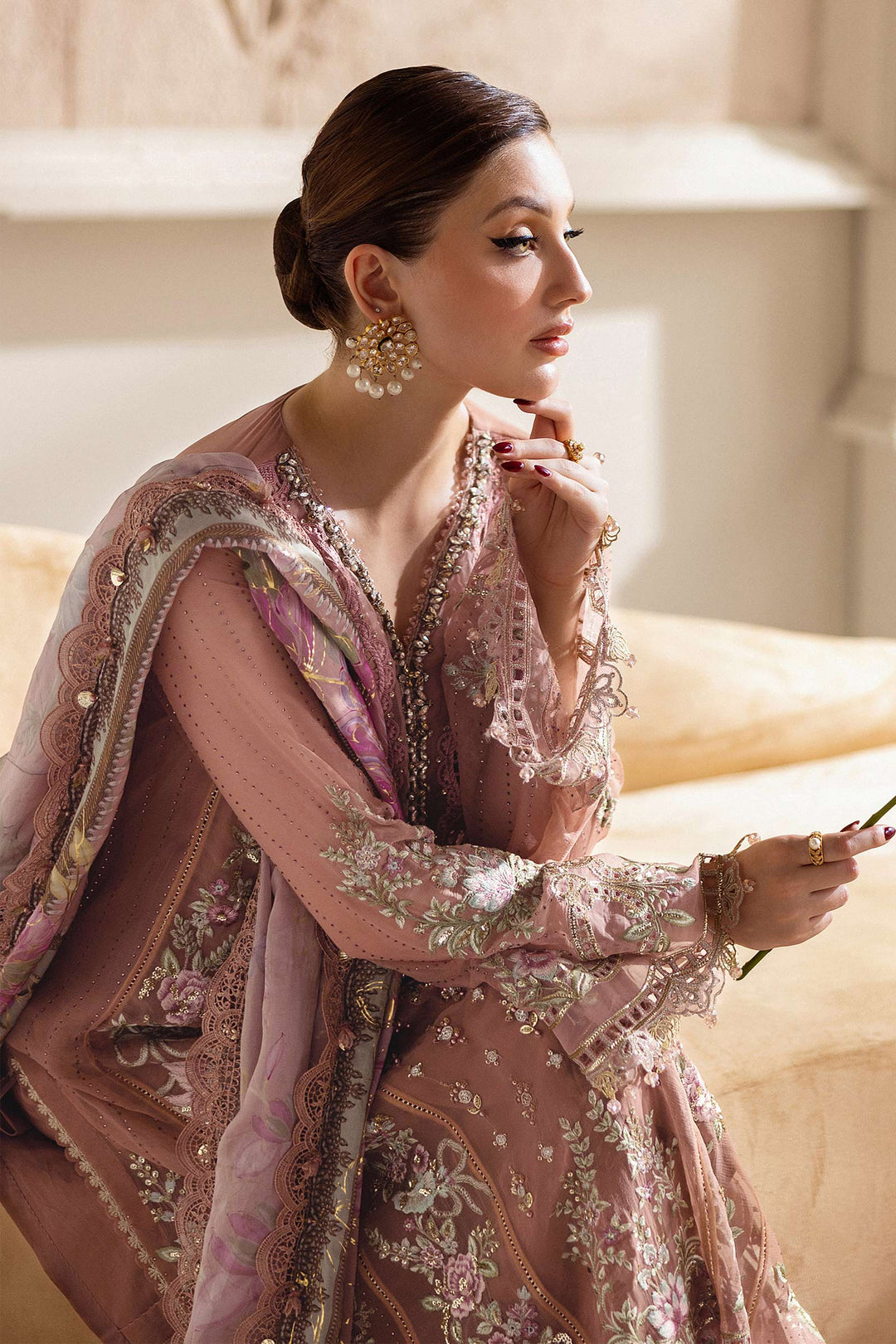 3 Piece Unstitched Embroidered Chiffon Suit | MPC-25-105 - Image 4