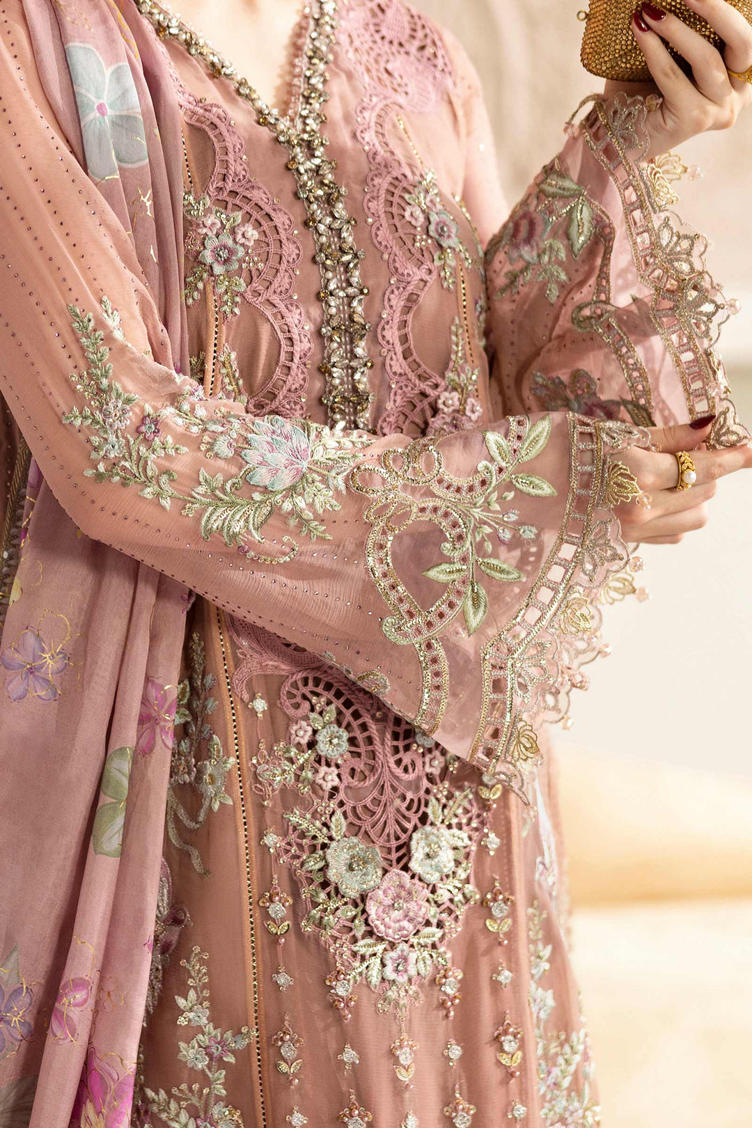 3 Piece Unstitched Embroidered Chiffon Suit | MPC-25-105 - Image 3