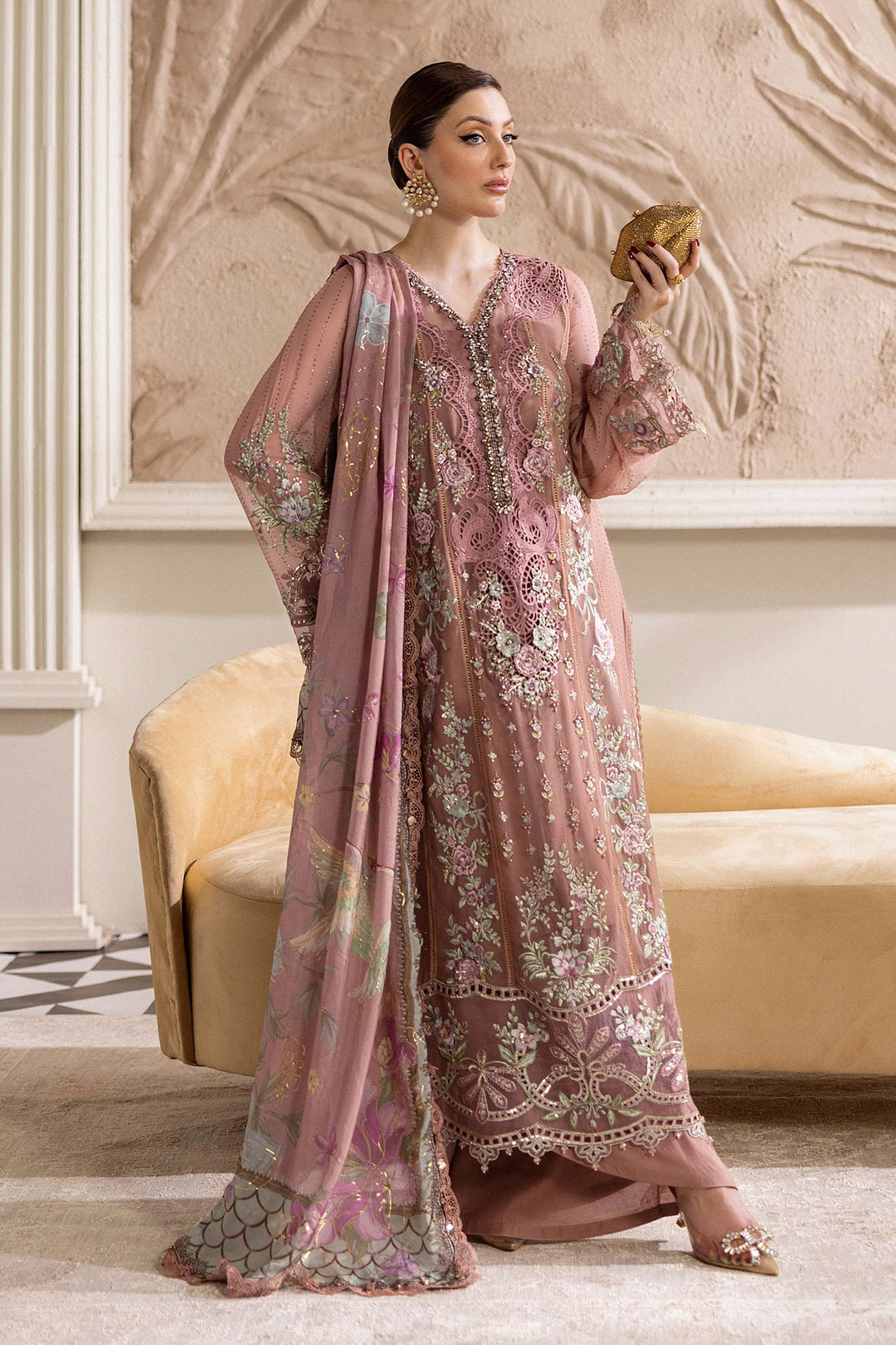 3 Piece Unstitched Embroidered Chiffon Suit | MPC-25-105 - Image 7