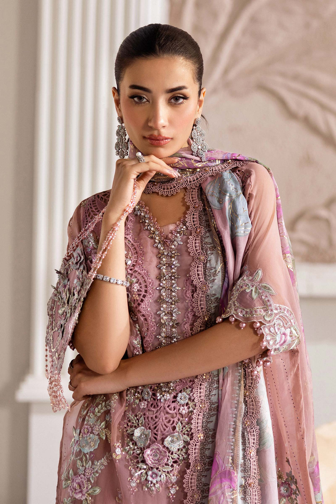 3 Piece Unstitched Embroidered Chiffon Suit | MPC-25-105 - Image 8
