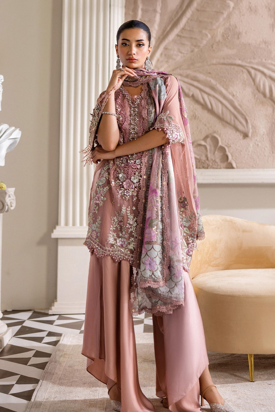 3 Piece Unstitched Embroidered Chiffon Suit | MPC-25-105 - Image 11