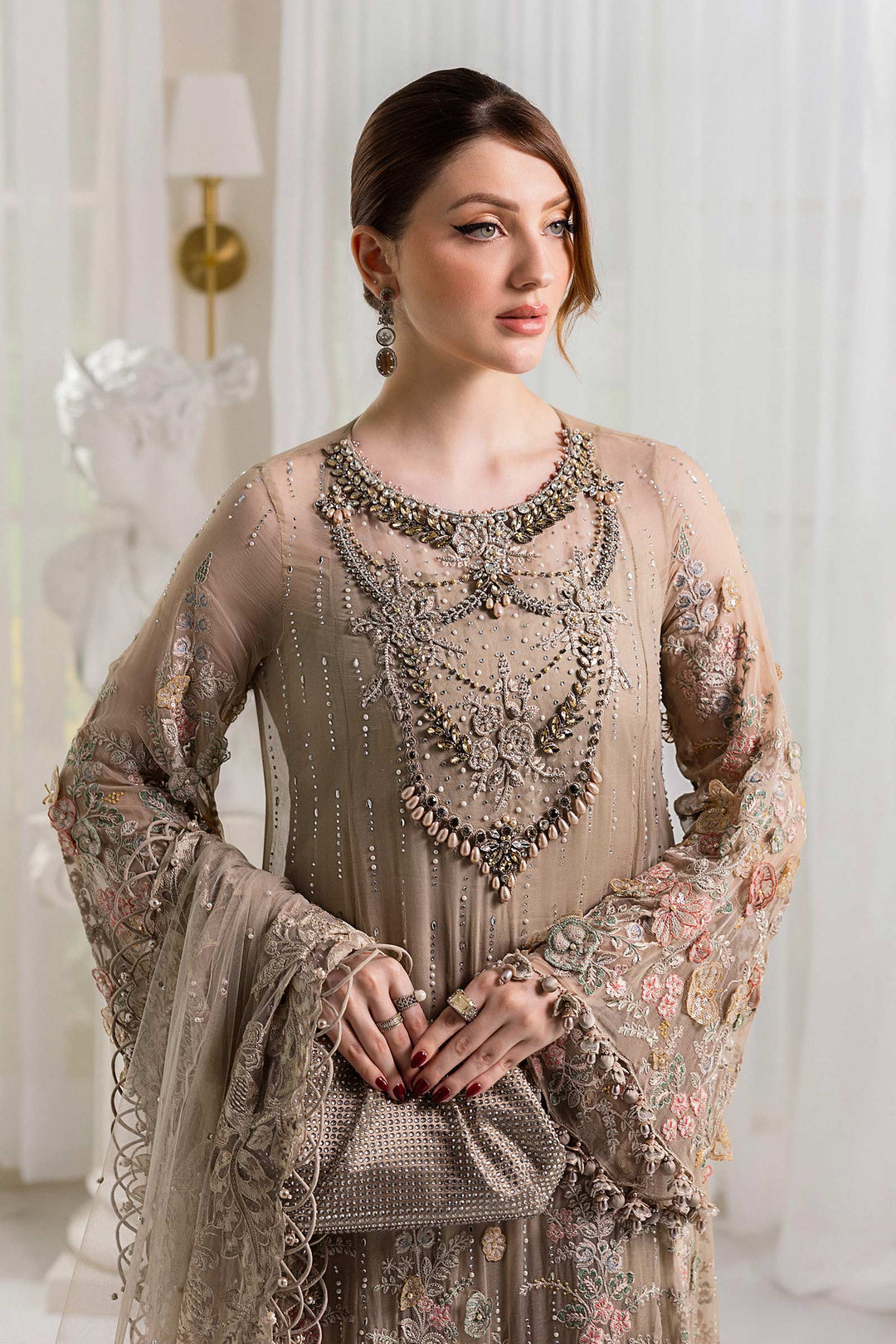 3 Piece Unstitched Embroidered Chiffon Suit | MPC-25-107 - Image 2