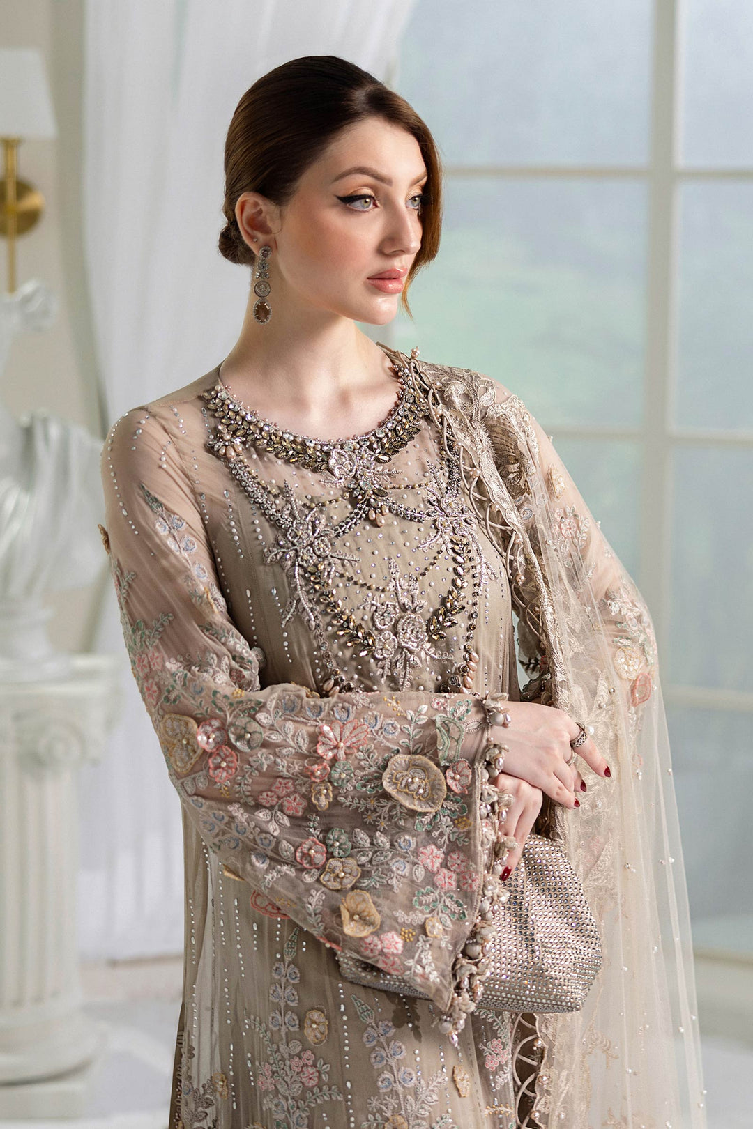 3 Piece Unstitched Embroidered Chiffon Suit | MPC-25-107 - Image 6