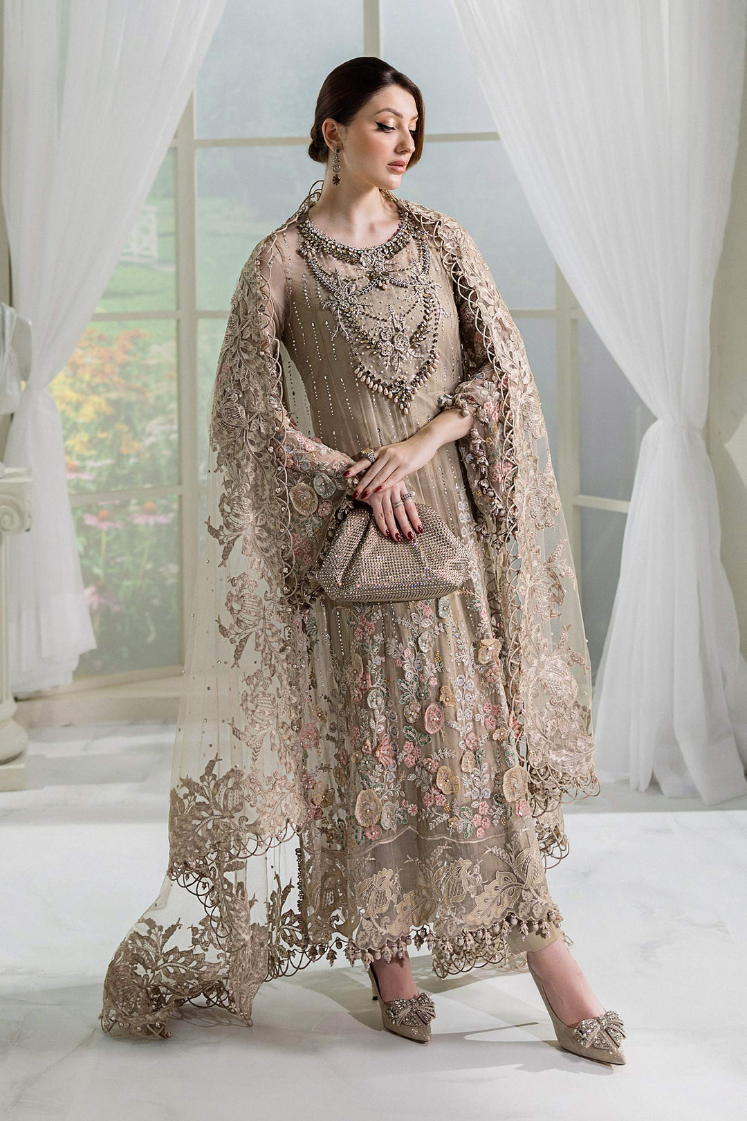 3 Piece Unstitched Embroidered Chiffon Suit | MPC-25-107 - Image 4