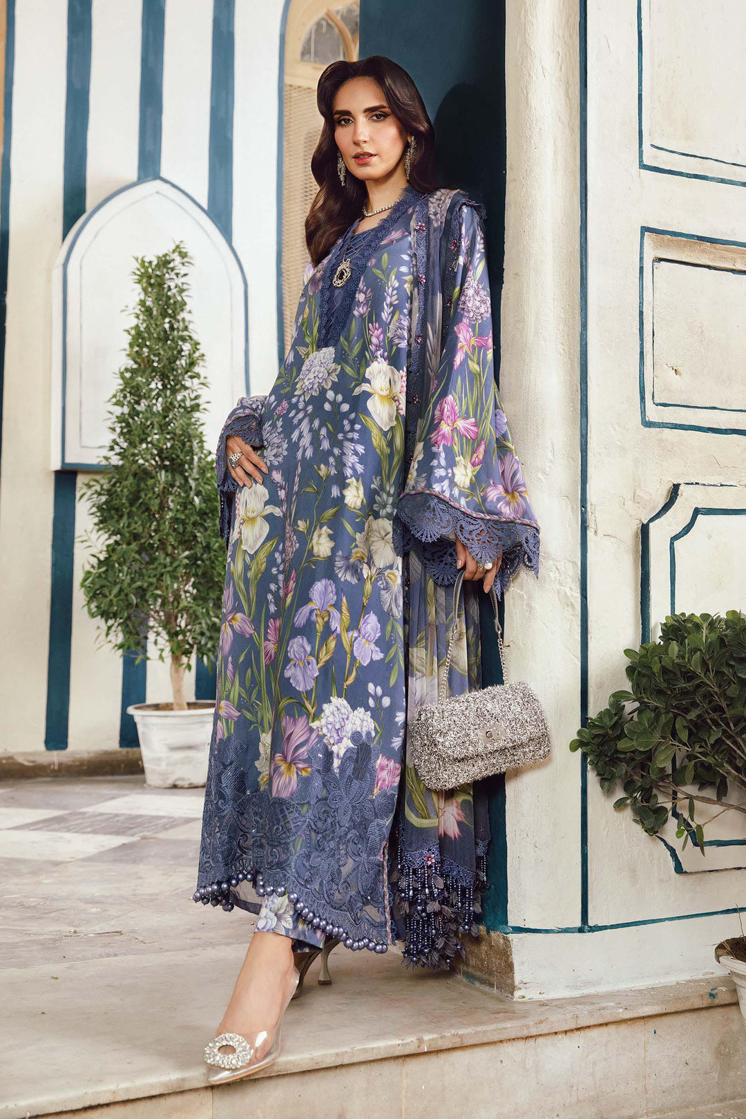 3 Piece Unstitched Embroidered Cambric Suit | MPT-2708-B - Image 4