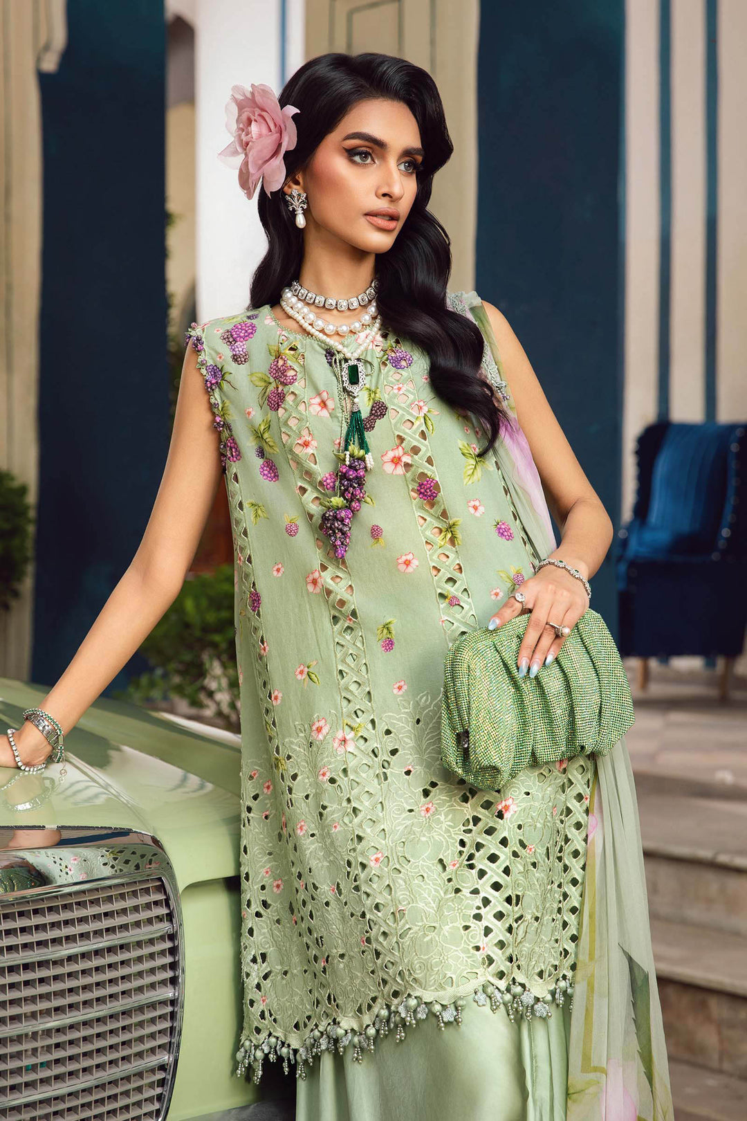 3 Piece Unstitched Embroidered Cambric Suit | MPT-2706-A - Image 4