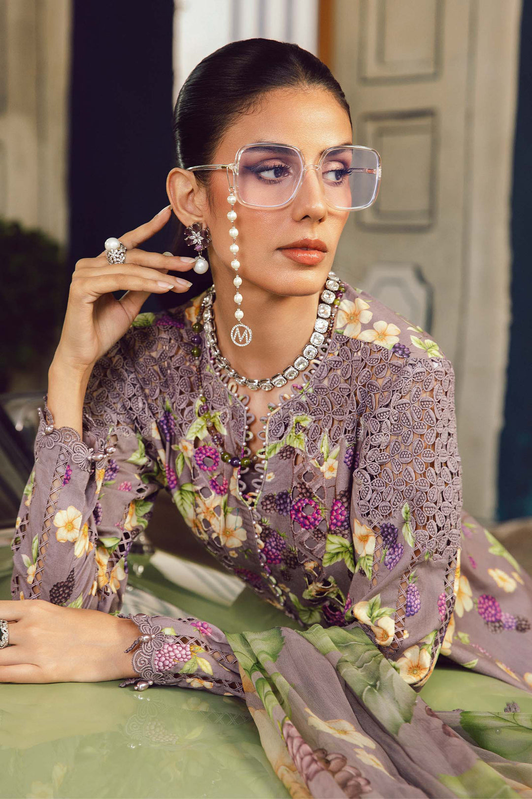 3 Piece Unstitched Embroidered Cambric Suit | MPT-2706-B - Image 5