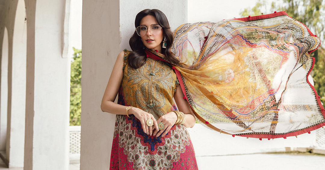 3 Piece Unstitched Embroidered Cambric Suit | MPT-2710-A - Image 3
