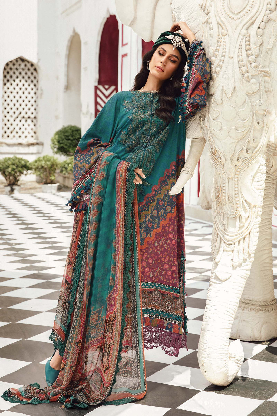 3 Piece Unstitched Embroidered Cambric Suit | MPT-2710-B - Image 6