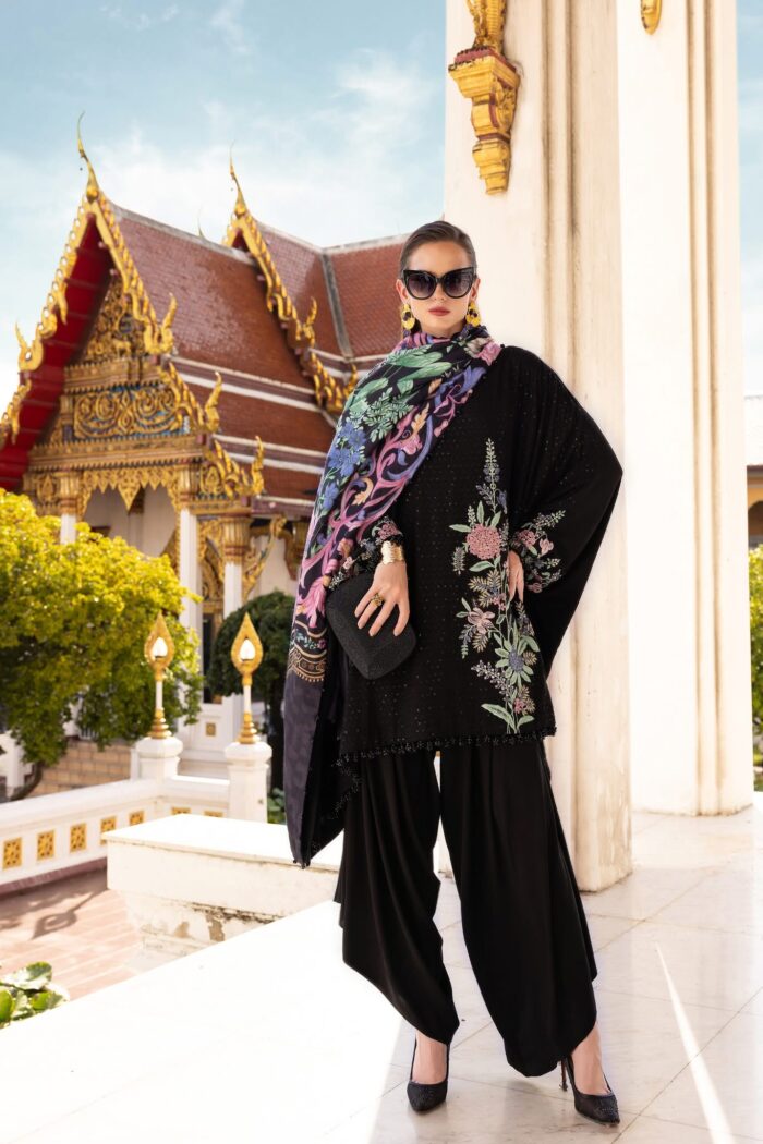 3 Piece Unstitched Embroidered Twill Linen Suit