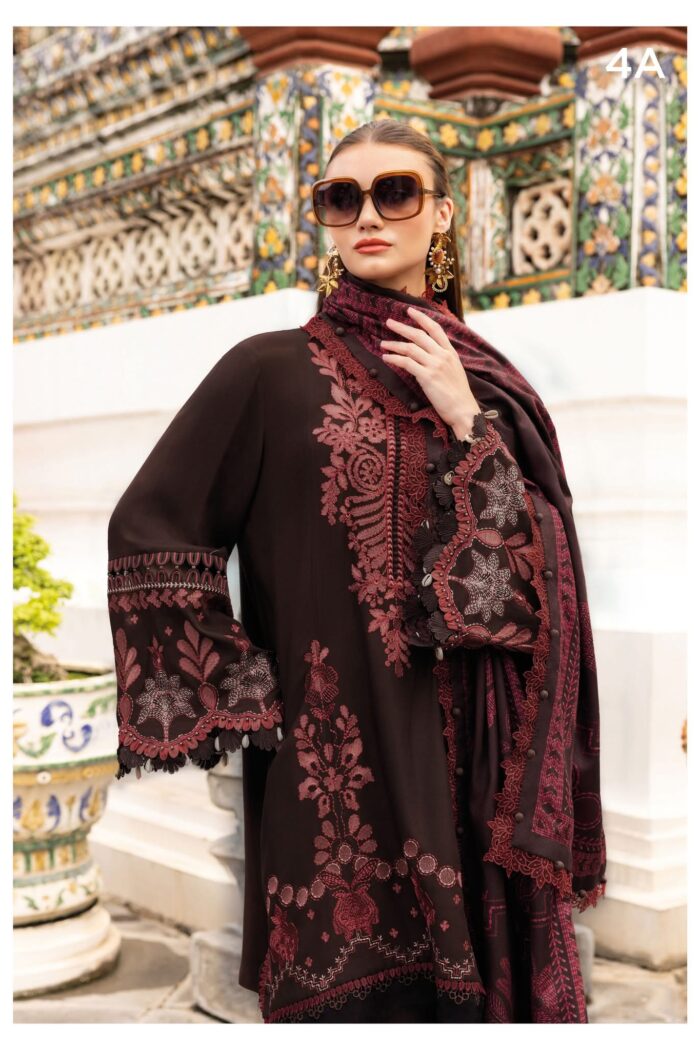 3 Piece Unstitched Embroidered Twill Linen Suit