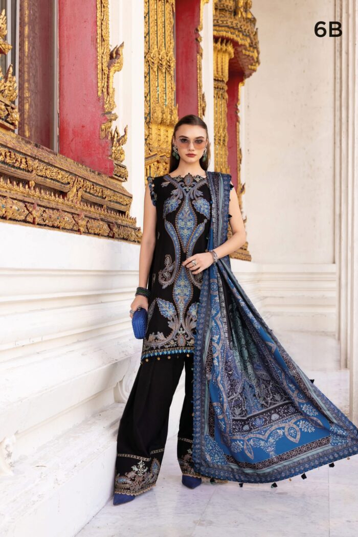 3 Piece Unstitched Embroidered Twill Linen Suit