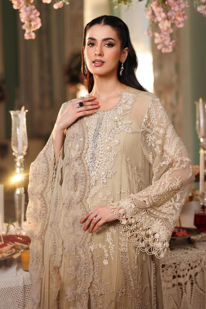 3 Piece Unstitched Embroidered Chiffon Suit