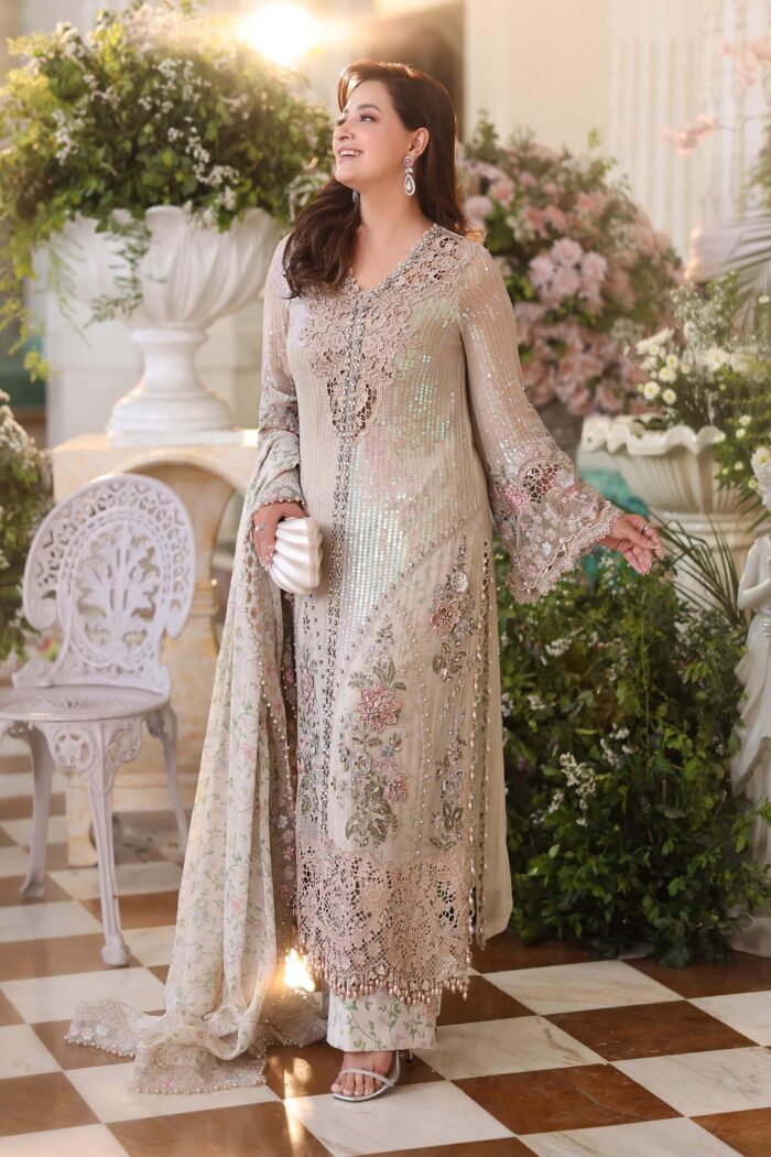 3 Piece Unstitched Embroidered Chiffon Suit